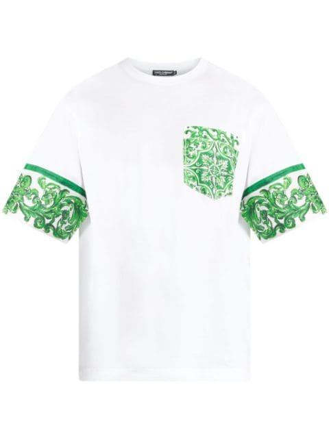Majolica-print cotton T-shirt by DOLCE&GABBANA
