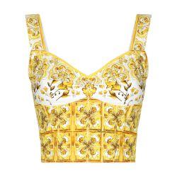 Majolica print cotton corset top by DOLCE&GABBANA