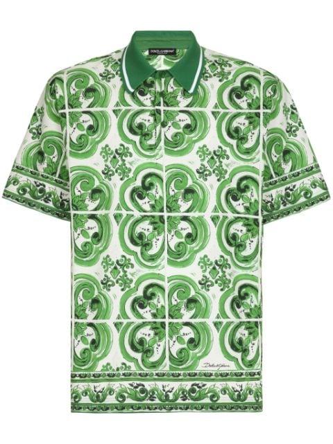 Majolica-print cotton polo shirt by DOLCE&GABBANA