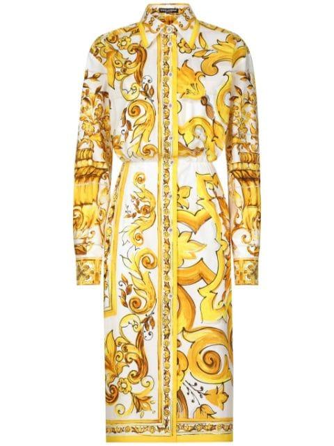 Majolica-print cotton shirtdress by DOLCE&GABBANA