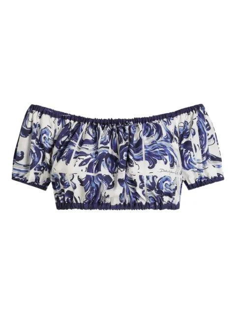 Majolica-print cotton top by DOLCE&GABBANA