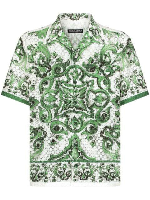 Majolica-print crochet shirt by DOLCE&GABBANA