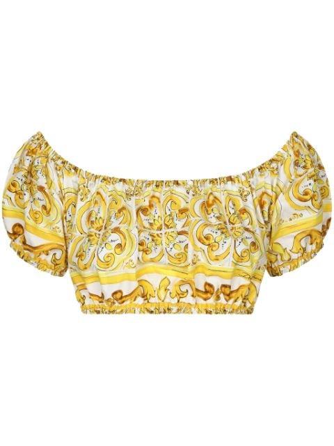 Majolica-print crop top by DOLCE&GABBANA
