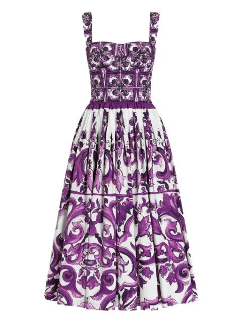Majolica-print midi dress by DOLCE&GABBANA