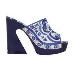 Majolica-print polished calfskin clogs by DOLCE&GABBANA