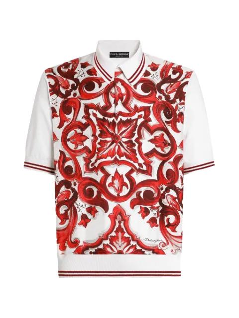 Majolica-print polo shirt in silk and smooth cotton by DOLCE&GABBANA