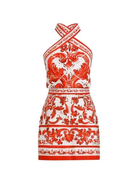 Majolica-print poplin dress by DOLCE&GABBANA