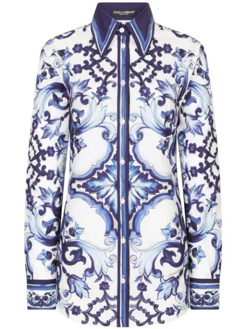 Majolica-print poplin shirt by DOLCE&GABBANA