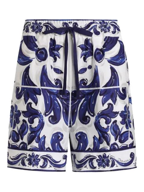 Majolica-print poplin shorts by DOLCE&GABBANA