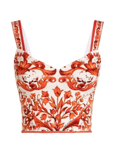 Majolica-print poplin top by DOLCE&GABBANA