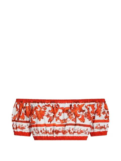 Majolica-print poplin top by DOLCE&GABBANA