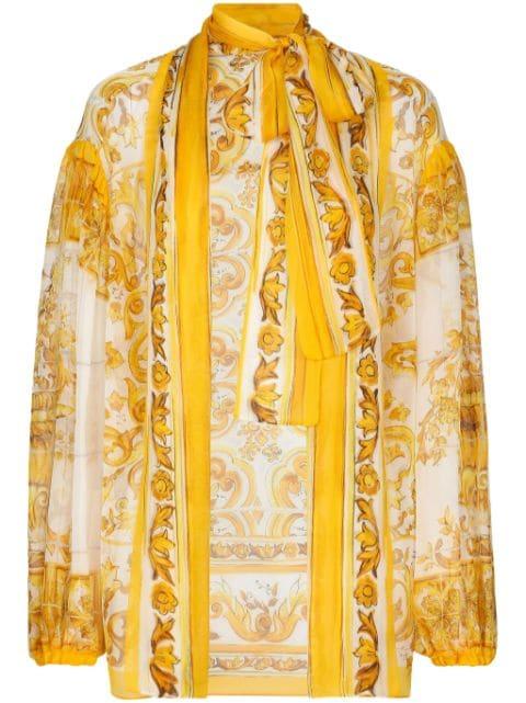 Majolica-print silk blouse by DOLCE&GABBANA