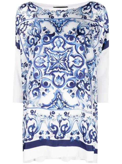 Majolica-print silk blouse by DOLCE&GABBANA
