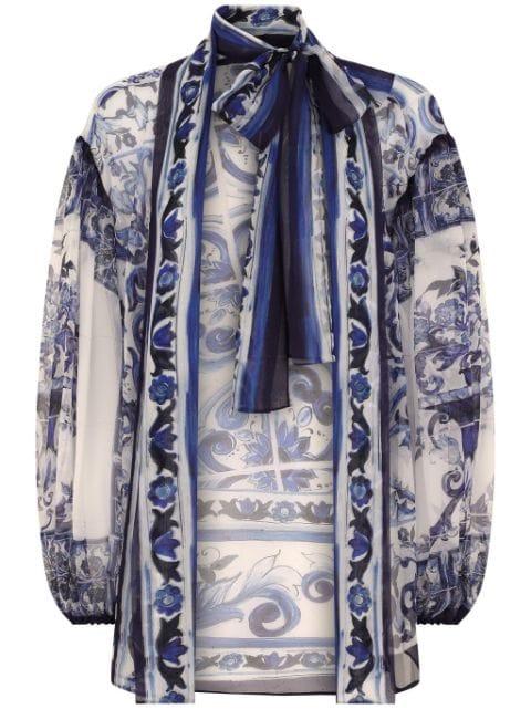 Majolica-print silk blouse by DOLCE&GABBANA