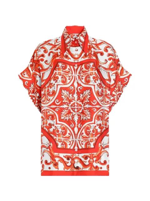 Majolica-print silk shirt by DOLCE&GABBANA