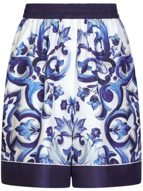 Majolica-print silk shorts by DOLCE&GABBANA