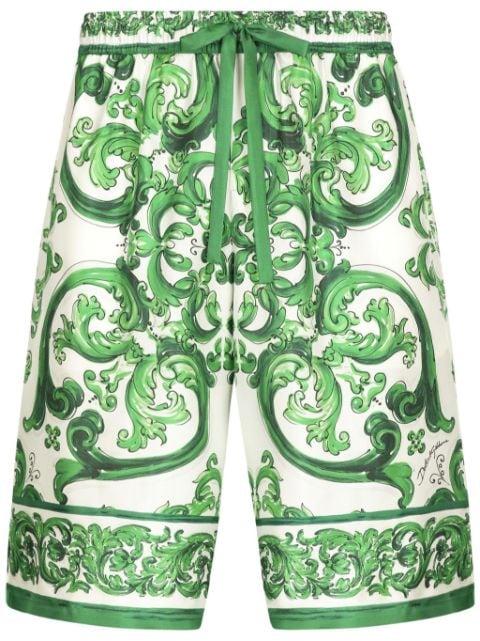 Majolica-print silk shorts by DOLCE&GABBANA