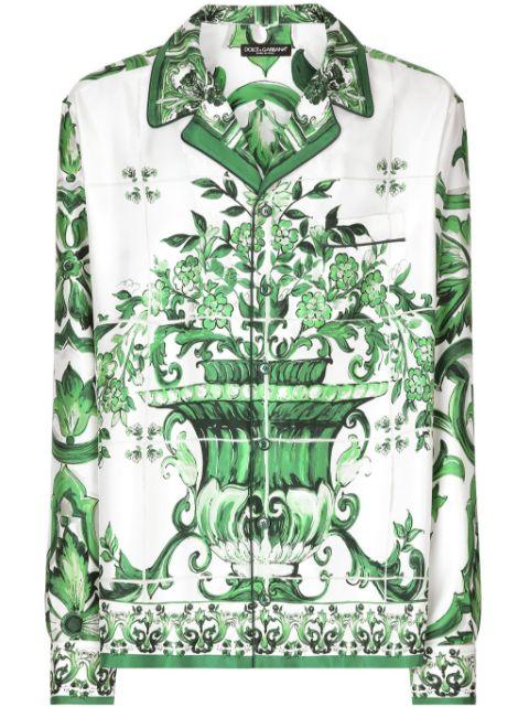 Majolica-print silk-twill shirt by DOLCE&GABBANA