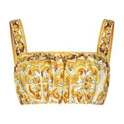 Majolica print strappy poplin top by DOLCE&GABBANA