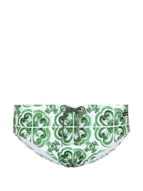 Majolica-print swim briefs by DOLCE&GABBANA