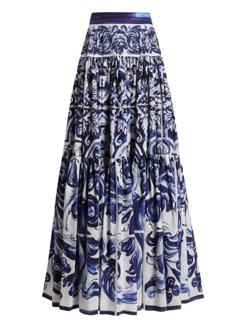Majolica-print tiered skirt by DOLCE&GABBANA