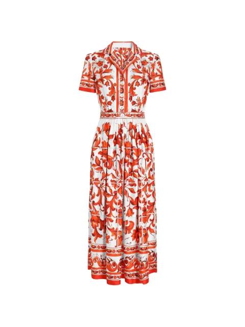 Majolica-print twill dress by DOLCE&GABBANA