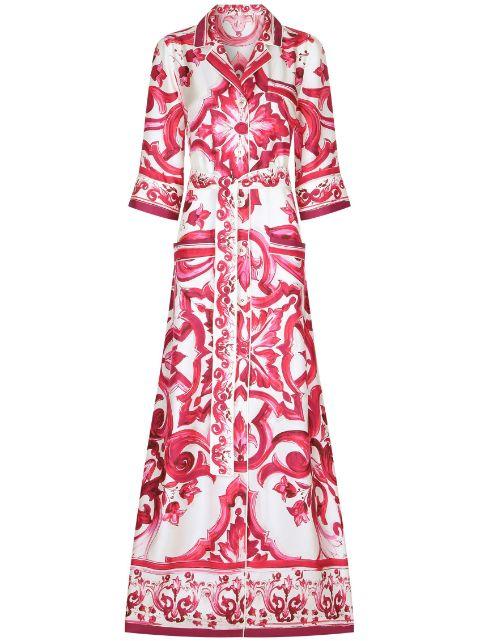 Majolica-print twill shirt dress by DOLCE&GABBANA