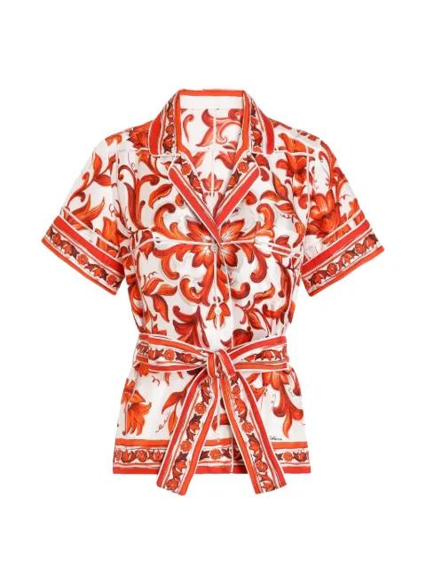 Majolica-prints short-sleeved top by DOLCE&GABBANA