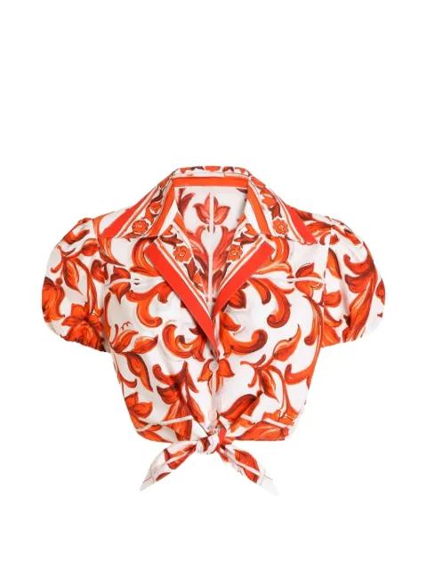 Majolica-prints short-sleeved top by DOLCE&GABBANA