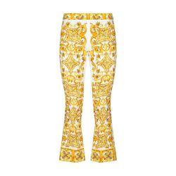 Majolica trumpet-leg silk pants by DOLCE&GABBANA