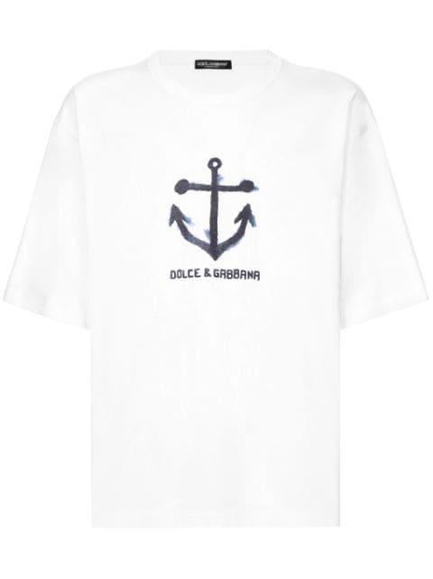 Marina-print cotton T-shirt by DOLCE&GABBANA