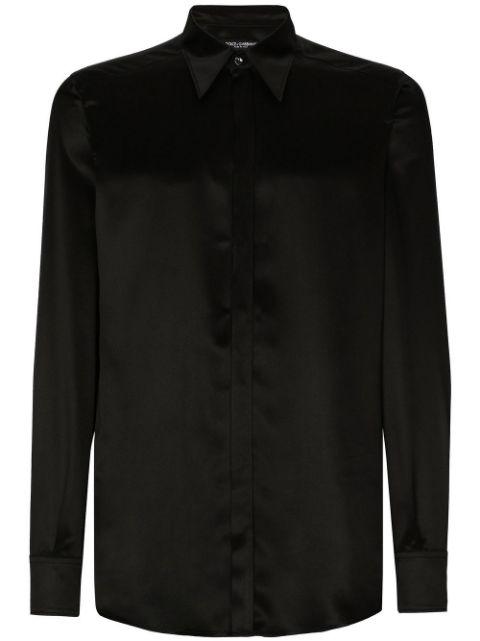 Martini-fit button-down satin shirt by DOLCE&GABBANA