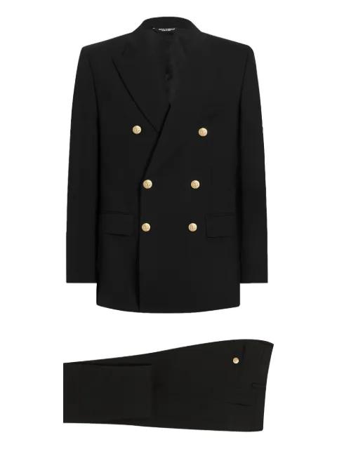 Martini-fit gold-button double-breasted suit by DOLCE&GABBANA