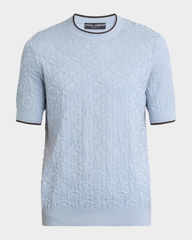 Men's DG Jacquard Silk Knit Crewneck T-Shirt by DOLCE&GABBANA