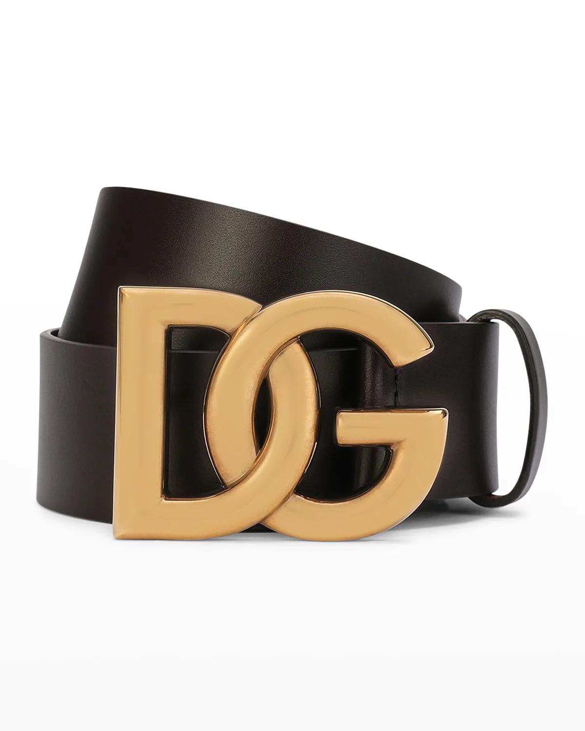 Men's DG-Logo Leather Buckle Belt by DOLCE&GABBANA