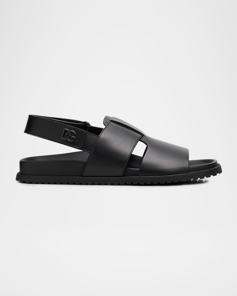Men's DG Logo Leather Sandals by DOLCE&GABBANA
