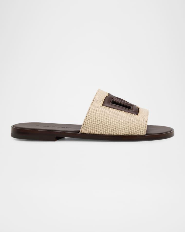 Men's Leo Leopard-Print Goat Hide Slides by DOLCE&GABBANA
