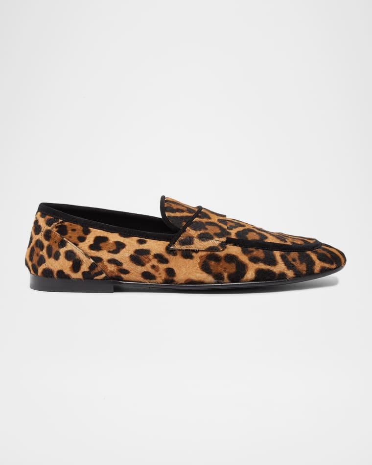Men's Leopard-Effect Pony Slippers by DOLCE&GABBANA