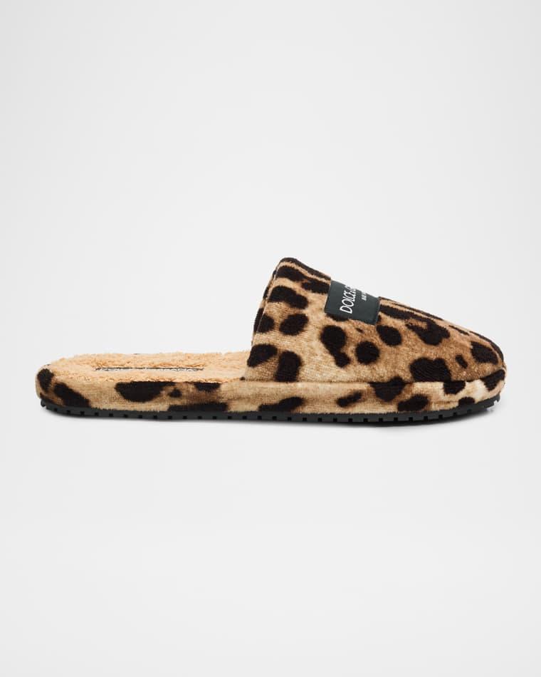 Men's Leopard-Print Terrycloth Slippers by DOLCE&GABBANA
