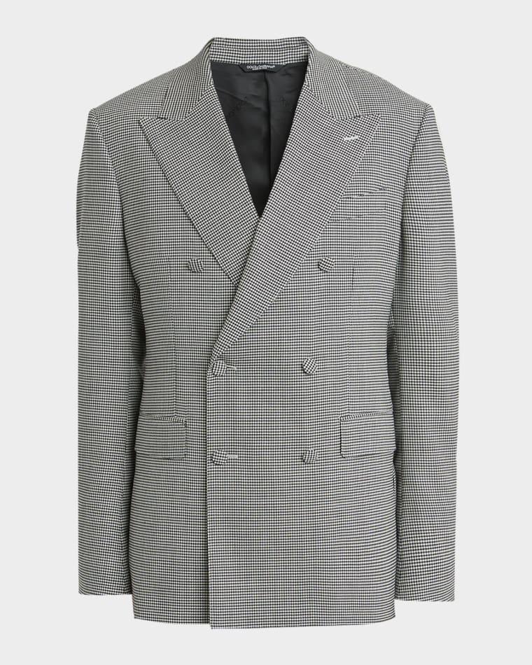 Men's Micro-Houndstooth Double-Breasted Sport Coat by DOLCE&GABBANA