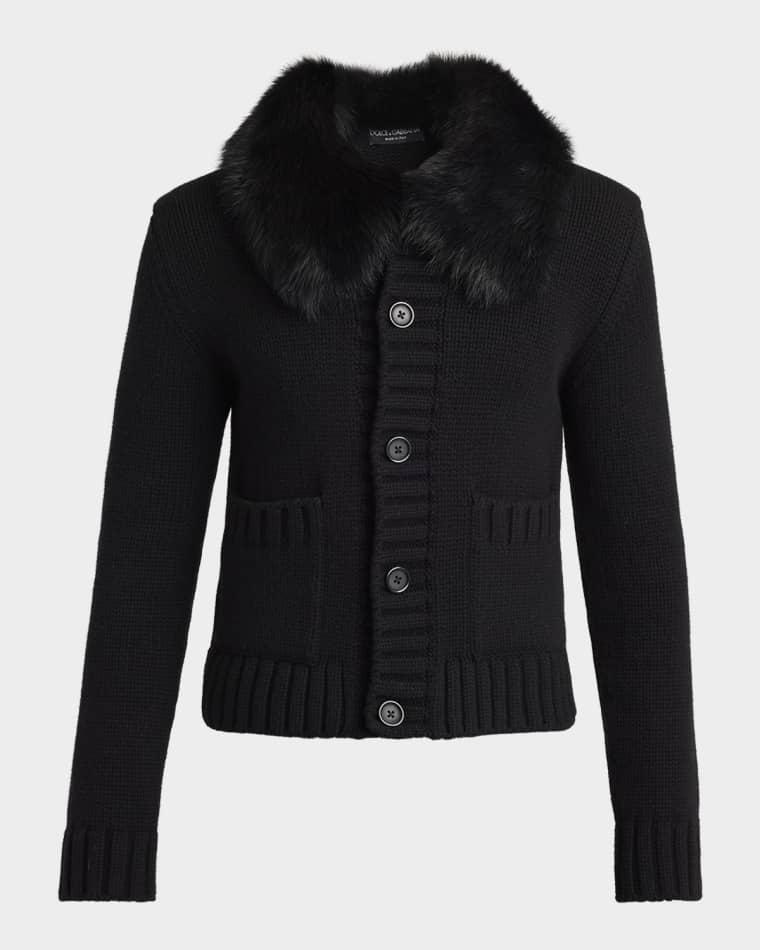 Men's Shearling-Collar Wool Jacket by DOLCE&GABBANA
