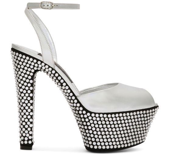 Mirrored-effect calfskin platforms with fusible rhinestones by DOLCE&GABBANA