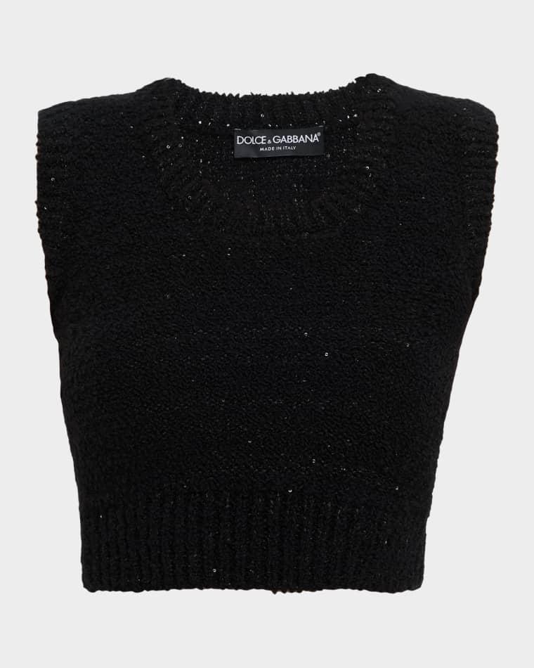 Misto Paillette Boucle Crop Tank Top by DOLCE&GABBANA