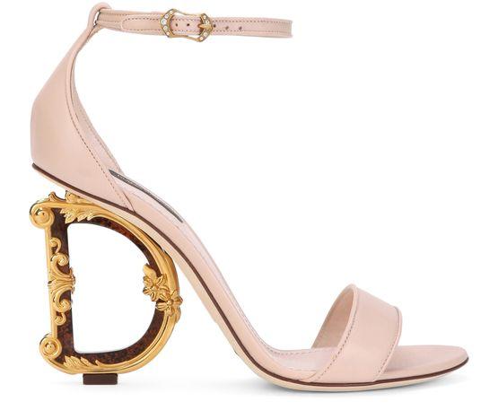 Nappa leather sandals with baroque D&G heel by DOLCE&GABBANA