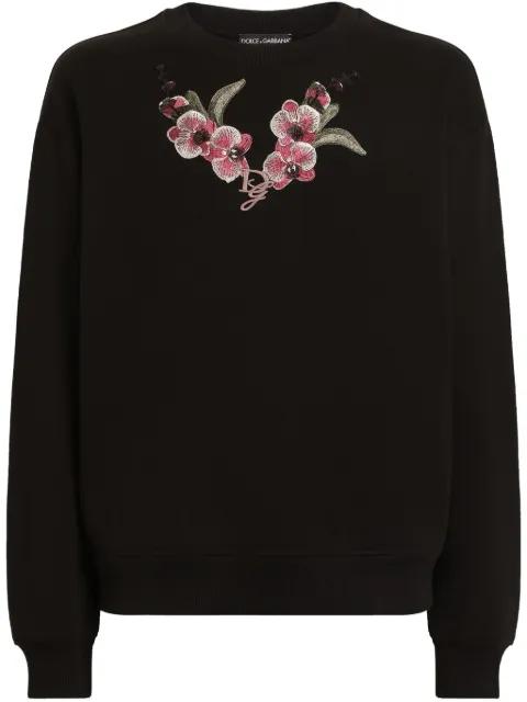 Orchid embroidered sweatshirt by DOLCE&GABBANA