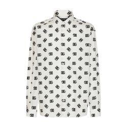 Oversize cotton shirt with DG Monogram print by DOLCE&GABBANA