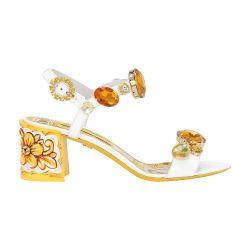 Painted heel leather sandals by DOLCE&GABBANA