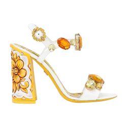 Painted heel leather sandals by DOLCE&GABBANA