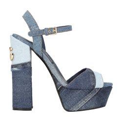 Patchwork denim platform sandals by DOLCE&GABBANA