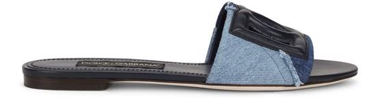Patchwork denim slides with DG logo by DOLCE&GABBANA